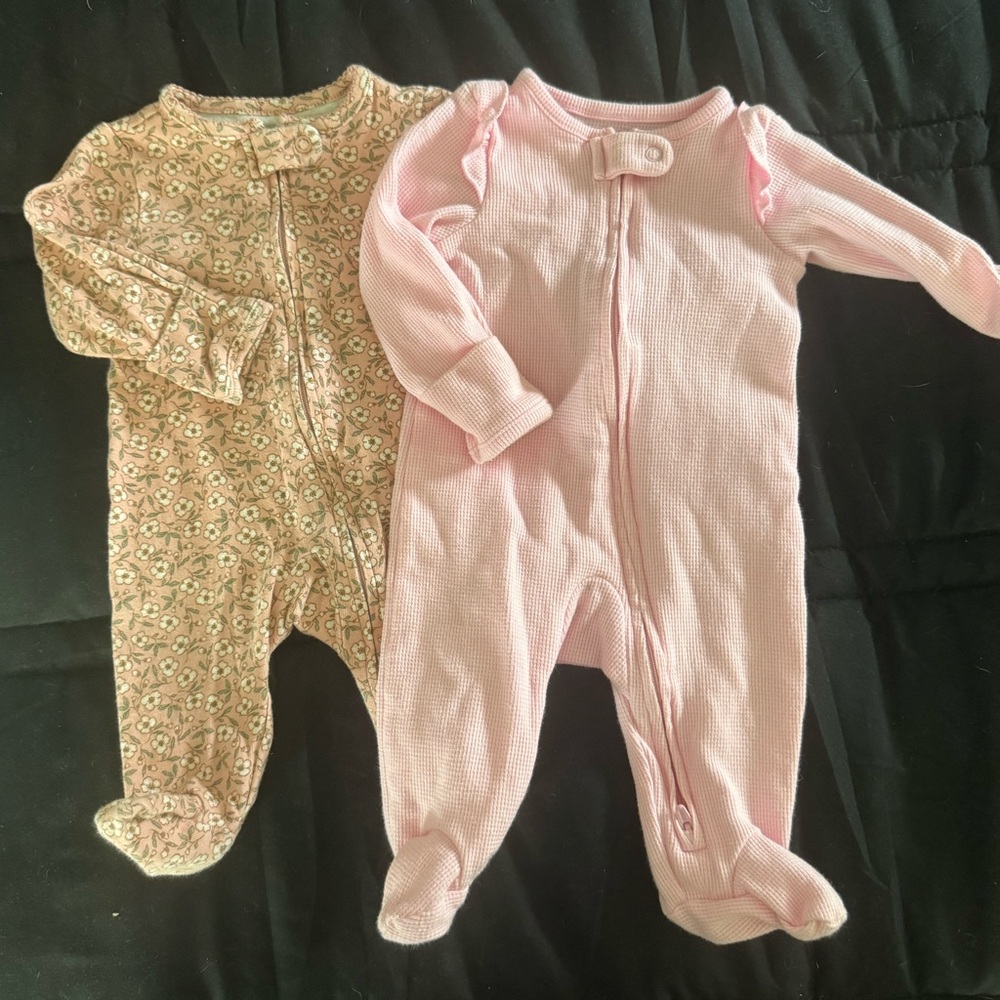 Carter's Pink and Floral Footed Baby One-Pieces